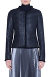 AKRIS PUNTO FRINGE TRIM LACQUERED TWEED JACKET,550408061641