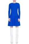 Akris Punto Long Sleeve Fit & Flare Wool Sweater Dress In Electric Blue