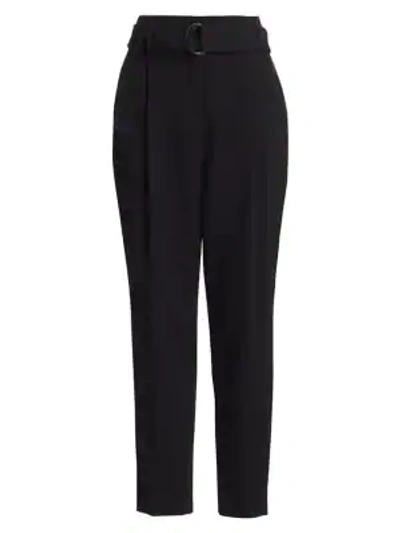 Akris Punto Fred Belted Cropped Wool Tricot Trousers In Black