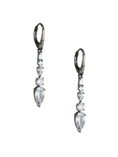 Adriana Orsini Ruthenium-plated Sterling Silver Cubic Zirconia Drop Earrings In Black