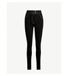 SANDRO BELTED MID-RISE STRETCH-WOVEN TROUSERS