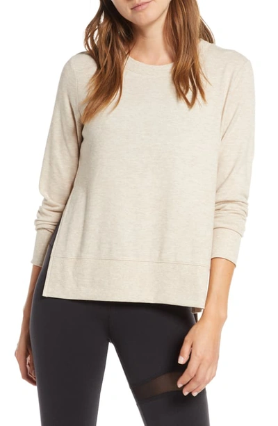 Alo Yoga 'glimpse' Long Sleeve Top In Putty Heather