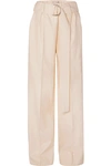 STAND STUDIO ALAINA BELTED FAUX LEATHER WIDE-LEG PANTS
