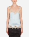 DOLCE & GABBANA SATIN LINGERIE TOP WITH LACE