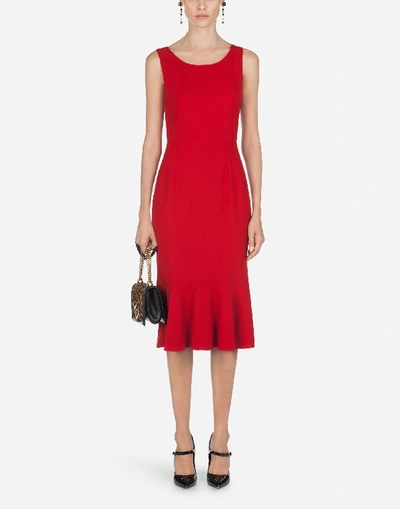 Dolce & Gabbana Sleeveless Cady Midi Dress In Red