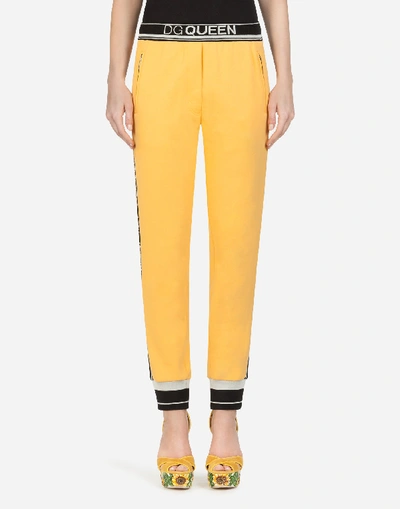Dolce & Gabbana Jersey Jogging Pants In Yellow