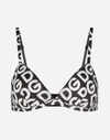 DOLCE & GABBANA COTTON TRIANGLE BRA WITH ALL-OVER DG LOGO PRINT