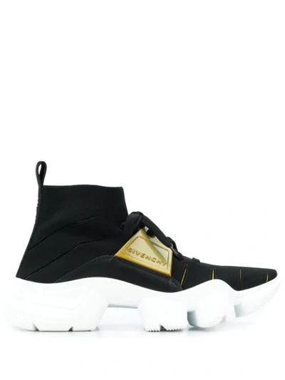 Givenchy Jaw Sock Sneakers W/ Leather Details In 003 Black Yellow