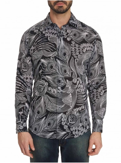 Robert Graham Men's Samson Delilah Patterned Sport Shirt With Contrast Detail In Black