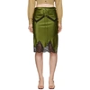 ALEXANDER WANG ALEXANDER WANG GREEN TIE FOLD OVER SLIP SKIRT