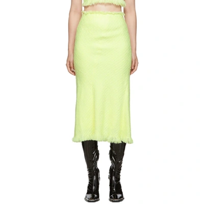 Alexander Wang Chained Tweed Midi Skirt In Highlighter (yellow)