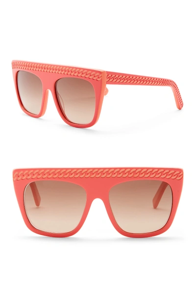 Stella Mccartney 54mm Chain Embossed Flat Top Sunglasses In Pink/peach