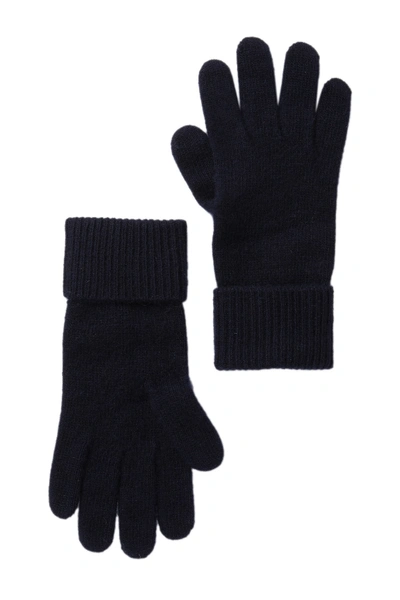 Portolano Cashmere Ribbed Gloves In Unfrm Navy