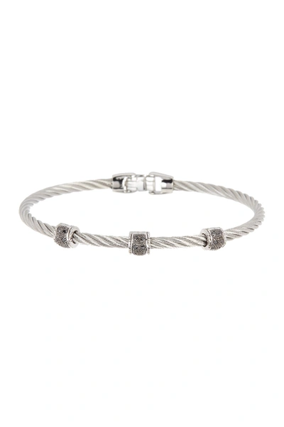 Alor 18k White Gold Stainless Steel Diamond Cable Bracelet - 0.16 Ctw In Greygrey