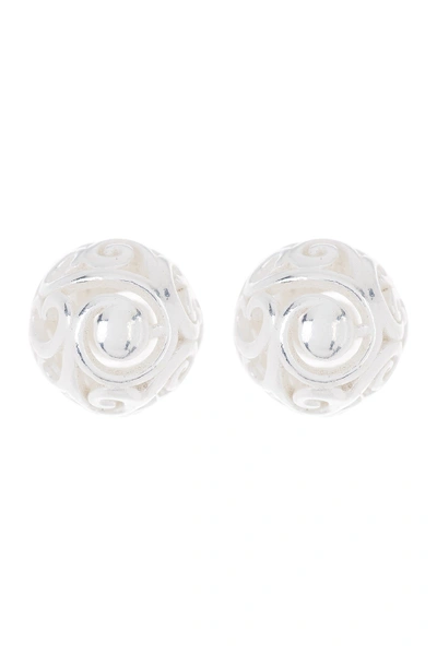 Argento Vivo Sterling Silver Texture Design Ball Stud Earrings
