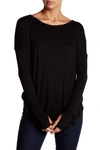 Sweet Romeo Thumbhole Long Sleeve Stretch Jersey Top In Blk
