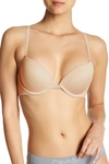 Calvin Klein Push-up Underwire Plunge Bra In 264 Bare