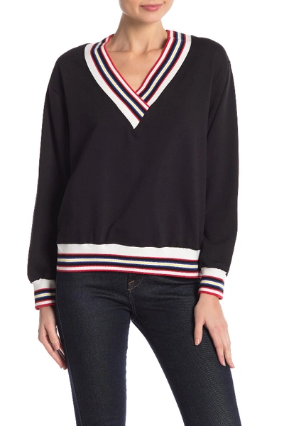 Rebecca Minkoff Kristine Striped Contrast Sweater In Black