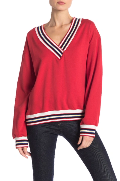 Rebecca Minkoff Kristine Striped Contrast Sweater In Red