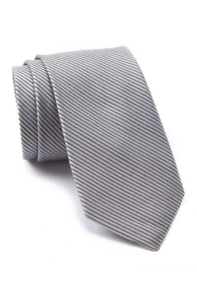 Calvin Klein King Cord Ii Tonal Stripe Tie In Silver