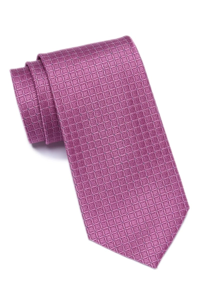 Calvin Klein Mini Grid Silk Tie In Pink