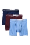 Calvin Klein Cotton Boxer Briefs - Pack Of 3 In Maroon/blue/medieval