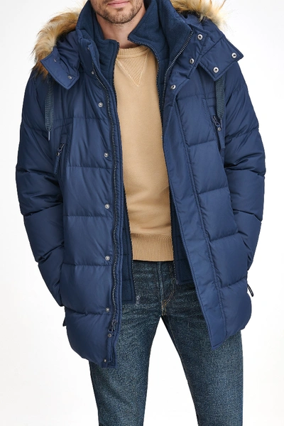 Andrew Marc Conway Removable Faux Fur Hood Quilted Parka In Ink