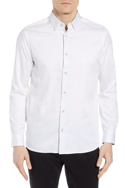 Ted Baker Crazee Slim Fit Stretch Sport Shirt In White