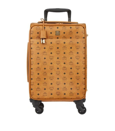 Mcm Traveler Visetos Travel Trolley/rolling Carryon Suitcase Luggage In Cognac