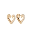 CADAR 18K ROSE GOLD SMALL DIAMOND HEART HOOP EARRINGS,PROD215660268
