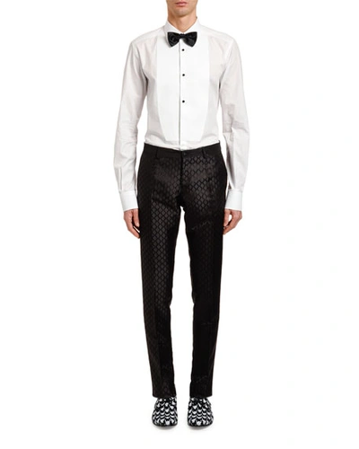 Dolce & Gabbana Men's Jacquard Silk Taffeta Trousers In Black
