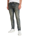 PURPLE MEN'S RIPPED-KNEE SLIM JEANS WITH RAW EDGES,PROD224160783