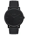 Nixon Porter Round Leather Strap Watch, 40mm In Black