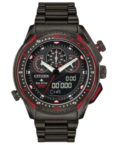 Citizen Eco-drive Men's Analog-digital Chronograph Promaster Sst Black Stainless Steel Bracelet Watch 46mm