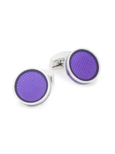 Tateossian Round Textured Cufflinks In Purple