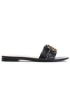 ROBERTO CAVALLI EMBELLISHED LEATHER SLIDES,3074457345620923332