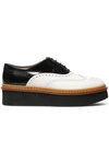 TOD'S PERFORATED TWO-TONE LEATHER PLATFORM BROGUES,3074457345620984805
