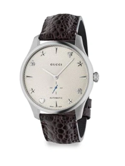 Gucci G-timeless Stainless Steel & Leather-strap Watch In Black