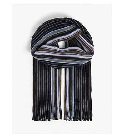 Paul Smith Accessories Goji Striped Wool Scarf In Black