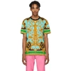 Versace Heritage Print Cotton Jersey T-shirt In Gold,light Blue,black