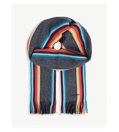 Paul Smith Accessories Twisted Artist Wool Scarf In Black