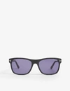 Tom Ford Giulio Matte Rectangle-frame Sunglasses In Black