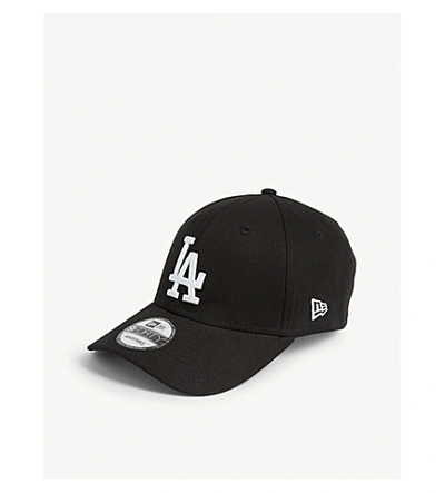 New Era 9forty Los Angeles Dodgers Cotton Cap In Black/optic White