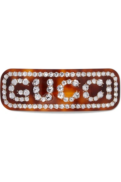 Gucci Crystal-embellished Tortoiseshell Resin Hair Clip