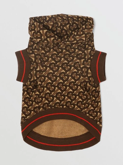 Burberry Monogram Print Cotton Dog Hoodie In Bridle Brown ModeSens