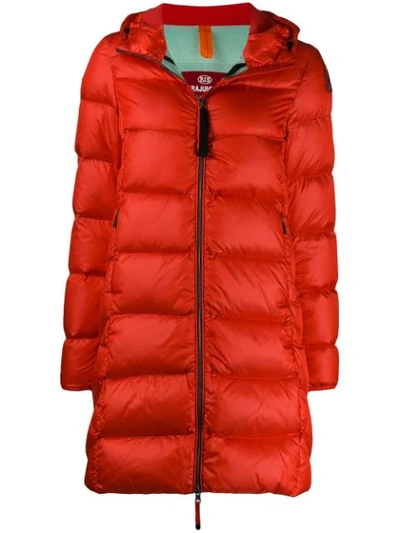Parajumpers Slim Fit Puffer Coat - 红色 In 722 Tomato