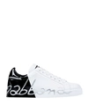 Dolce & Gabbana Dolce And Gabbana White Patent Trim Portofino Sneakers In White