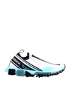 Dolce & Gabbana White Blue Sorrento Slip On Sneakers Shoes In White