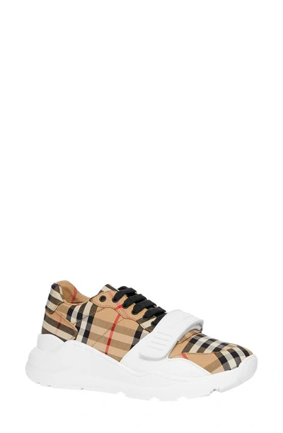 Burberry Vintage Check Motif Sneakers In Sand