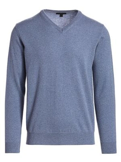 Saks Fifth Avenue Collection V-neck Lightweight Cashmere Sweater In Baby Blue
